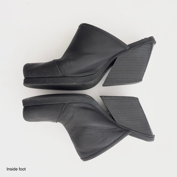 CHEAP MONDAY | UNIQUE MULE SLIP-ON CLOGS SQUARE TOED BLOCK HEELS CORPORATE GOTH - Picture 6 of 12